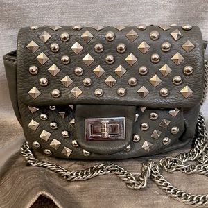 Small Grey Studded Clutch